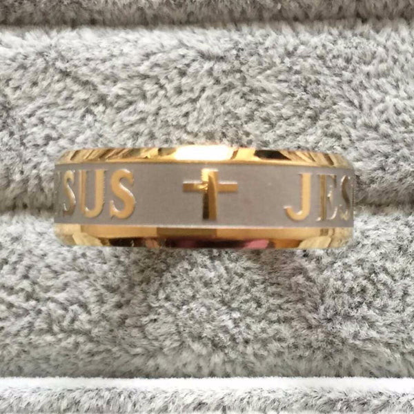 Jesus Ring Titanium Steel Silver & Gold - tuttostyle4u