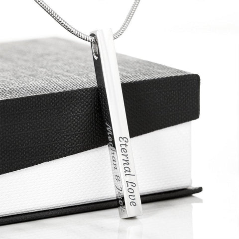 Vertical Stick Necklace Stainless or Gold custom engraved - tuttostyle4u