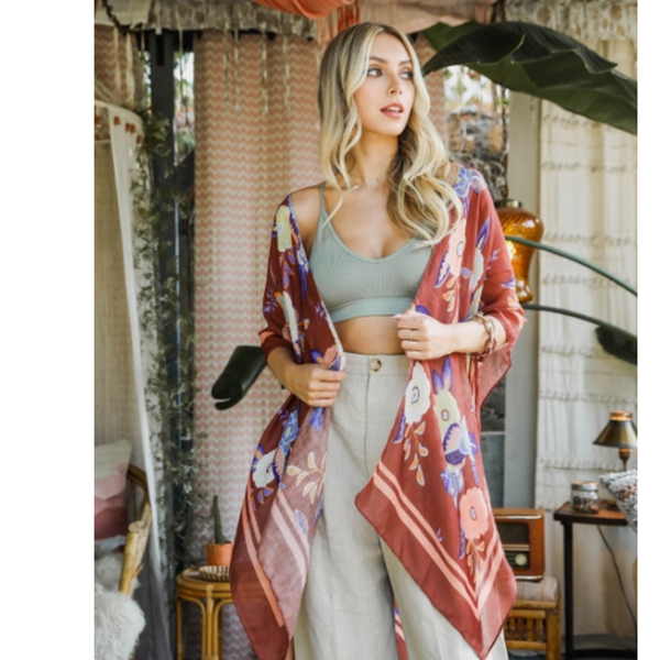 Kimono Wallflower Bloom  with Tassels - tuttostyle4u