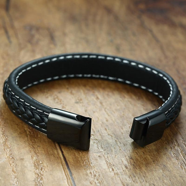 Leather TYPE 1  DIABETES Medical Alert Bracelet Black - tuttostyle4u