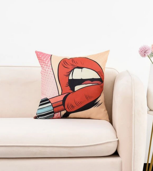 Lip Print Cushion Cover Without Filler - tuttostyle4u