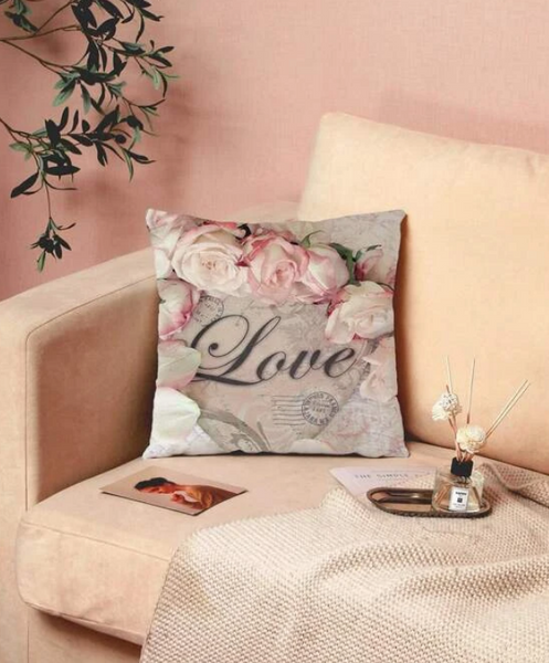 Rose Print Cushion Cover Without Filler - tuttostyle4u