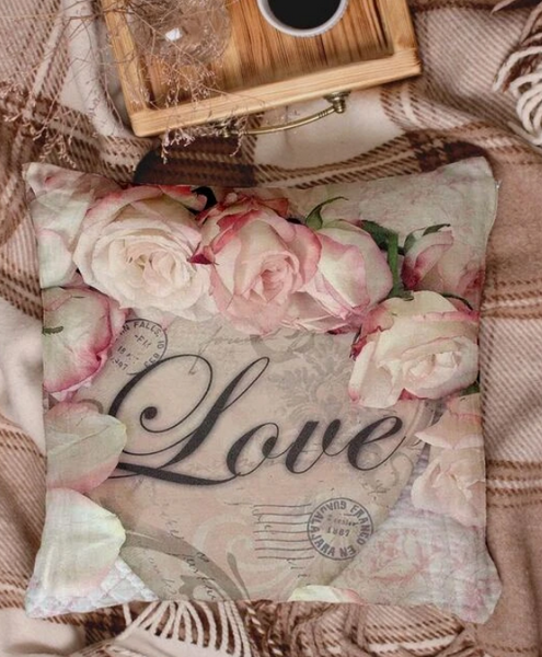 Rose Print Cushion Cover Without Filler - tuttostyle4u