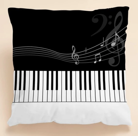 Music Note Print Cushion Cover Without Filler - tuttostyle4u