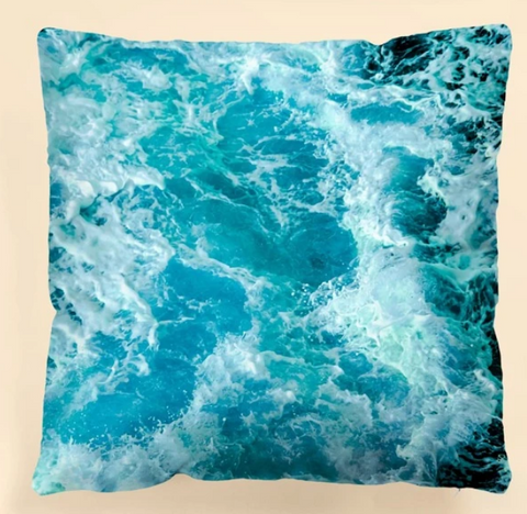 Sea Wave Print Cushion Cover Without Filler - tuttostyle4u