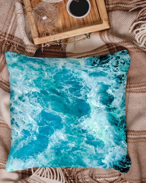Sea Wave Print Cushion Cover Without Filler - tuttostyle4u