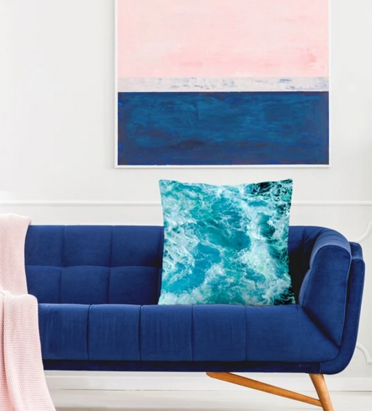 Sea Wave Print Cushion Cover Without Filler - tuttostyle4u
