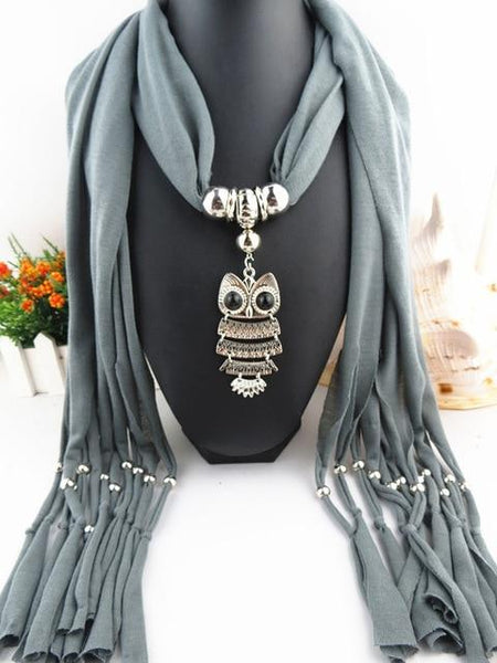 Owl Scarf Necklace Long Pendant - tuttostyle4u
