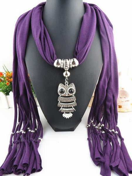 Owl Scarf Necklace Long Pendant - tuttostyle4u