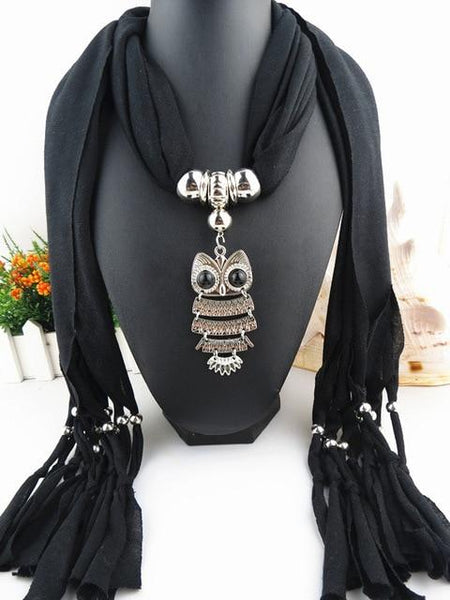 Owl Scarf Necklace Long Pendant - tuttostyle4u