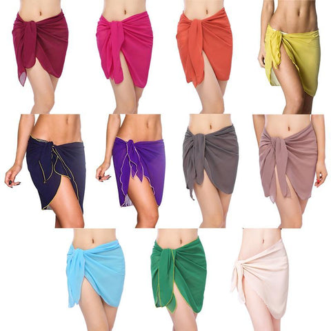 Pareos or Beach Skirt Solid Color Chiffon Cover Up Bikini Wrap - tuttostyle4u