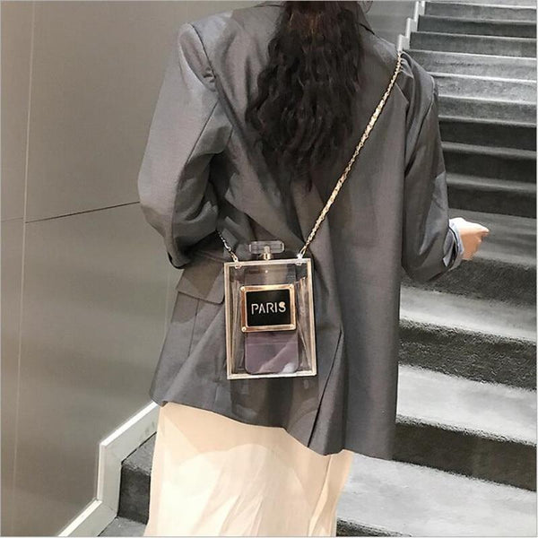 Paris Bottle Handbags clear and black - tuttostyle4u