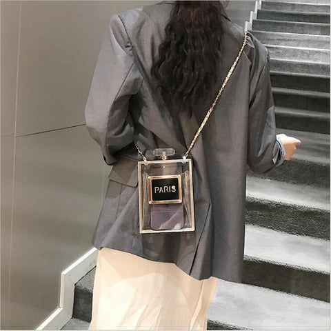 Paris Bottle Handbags clear and black - tuttostyle4u