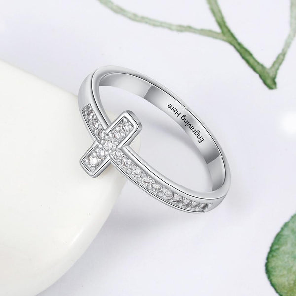 Personalized 925 Sterling Silver Zirconia Cross Rings - tuttostyle4u