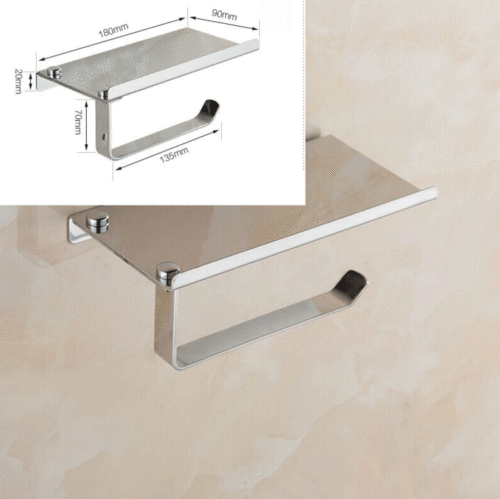 Toilet Paper Holder with Mobile Phone Storage Shelf Holders Wall Mounted Rack - tuttostyle4u