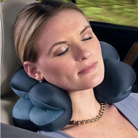 Pillow Travel Neck, Head, and Lumbar Support Pillow, Fleece Twistable Travel Pillow Filled with Microbeads (Blue) - tuttostyle4u