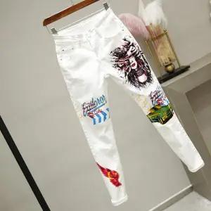 White Vintage High Waist Jeans  Women's slim Jeans Full Length - tuttostyle4u