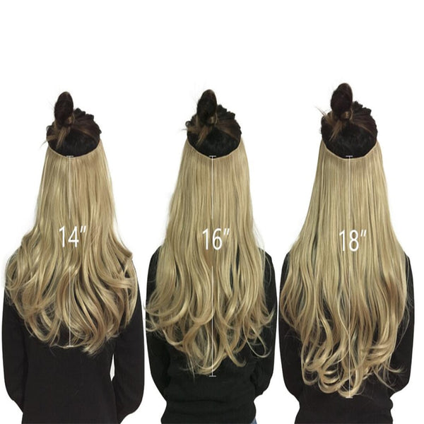 No Clip Wave Halo Hair Extensions Ombre Synthetic Natural Black, Blonde, Pink One Piece - tuttostyle4u