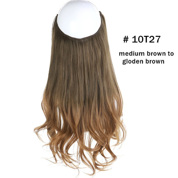 No Clip Wave Halo Hair Extensions Ombre Synthetic Natural Black, Blonde, Pink One Piece - tuttostyle4u