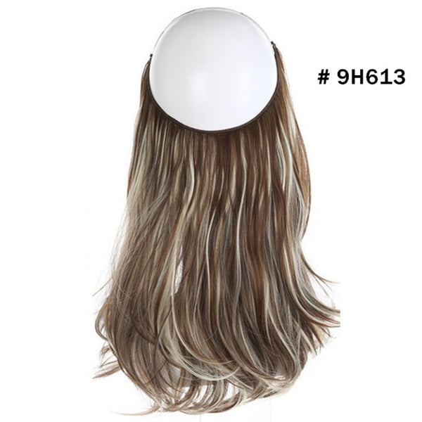 No Clip Wave Halo Hair Extensions Ombre Synthetic Natural Black, Blonde, Pink One Piece - tuttostyle4u