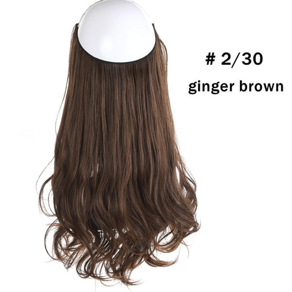 No Clip Wave Halo Hair Extensions Ombre Synthetic Natural Black, Blonde, Pink One Piece - tuttostyle4u