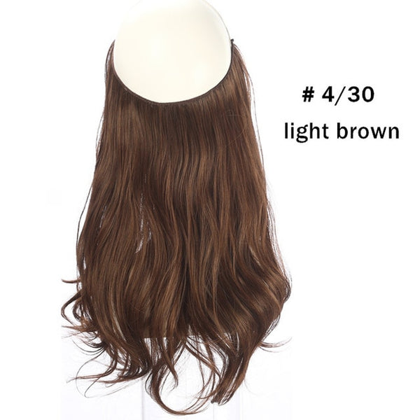 No Clip Wave Halo Hair Extensions Ombre Synthetic Natural Black, Blonde, Pink One Piece - tuttostyle4u