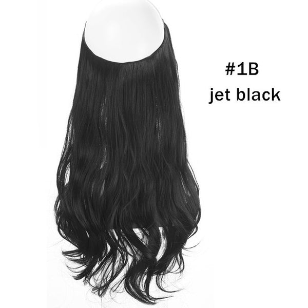 No Clip Wave Halo Hair Extensions Ombre Synthetic Natural Black, Blonde, Pink One Piece - tuttostyle4u