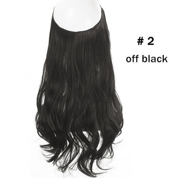 No Clip Wave Halo Hair Extensions Ombre Synthetic Natural Black, Blonde, Pink One Piece - tuttostyle4u