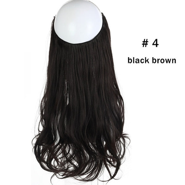 No Clip Wave Halo Hair Extensions Ombre Synthetic Natural Black, Blonde, Pink One Piece - tuttostyle4u