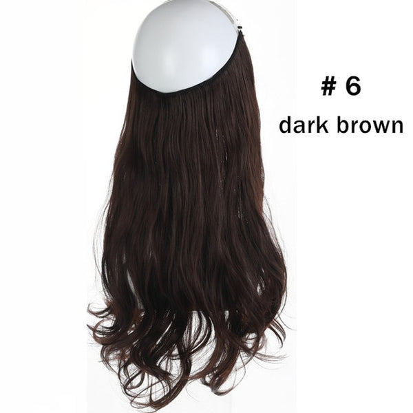No Clip Wave Halo Hair Extensions Ombre Synthetic Natural Black, Blonde, Pink One Piece - tuttostyle4u