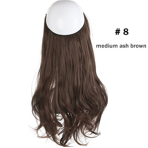 No Clip Wave Halo Hair Extensions Ombre Synthetic Natural Black, Blonde, Pink One Piece - tuttostyle4u