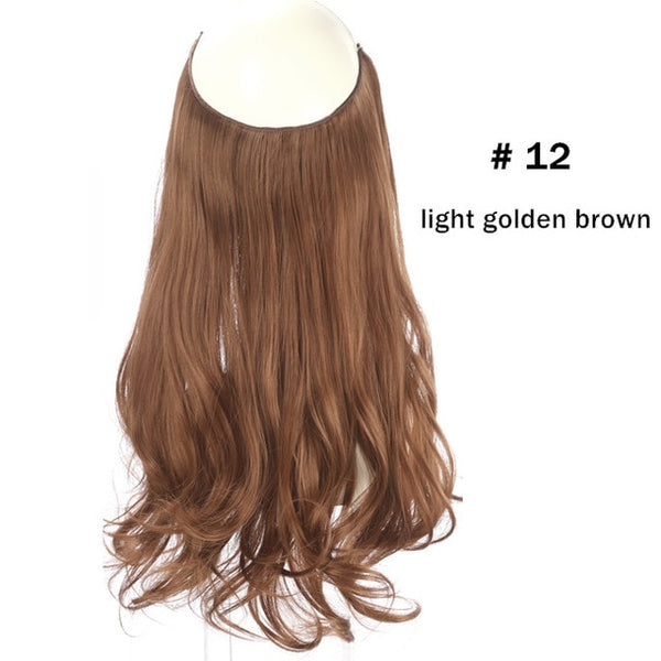 No Clip Wave Halo Hair Extensions Ombre Synthetic Natural Black, Blonde, Pink One Piece - tuttostyle4u