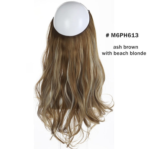 No Clip Wave Halo Hair Extensions Ombre Synthetic Natural Black, Blonde, Pink One Piece - tuttostyle4u