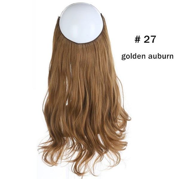 No Clip Wave Halo Hair Extensions Ombre Synthetic Natural Black, Blonde, Pink One Piece - tuttostyle4u