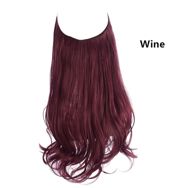 No Clip Wave Halo Hair Extensions Ombre Synthetic Natural Black, Blonde, Pink One Piece - tuttostyle4u
