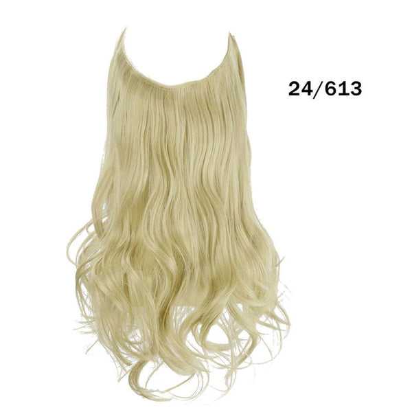 No Clip Wave Halo Hair Extensions Ombre Synthetic Natural Black, Blonde, Pink One Piece - tuttostyle4u