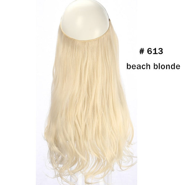 No Clip Wave Halo Hair Extensions Ombre Synthetic Natural Black, Blonde, Pink One Piece - tuttostyle4u