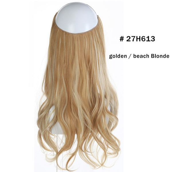 No Clip Wave Halo Hair Extensions Ombre Synthetic Natural Black, Blonde, Pink One Piece - tuttostyle4u
