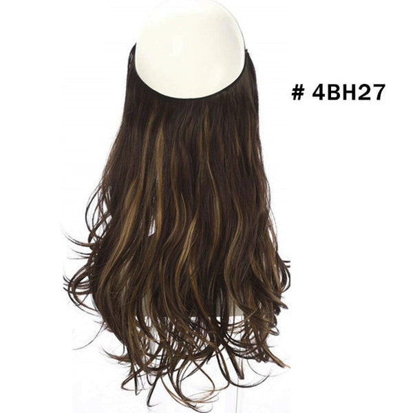 No Clip Wave Halo Hair Extensions Ombre Synthetic Natural Black, Blonde, Pink One Piece - tuttostyle4u