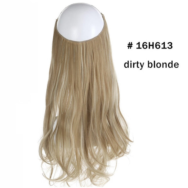 No Clip Wave Halo Hair Extensions Ombre Synthetic Natural Black, Blonde, Pink One Piece - tuttostyle4u