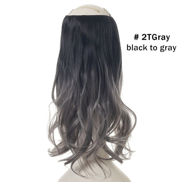 No Clip Wave Halo Hair Extensions Ombre Synthetic Natural Black, Blonde, Pink One Piece - tuttostyle4u
