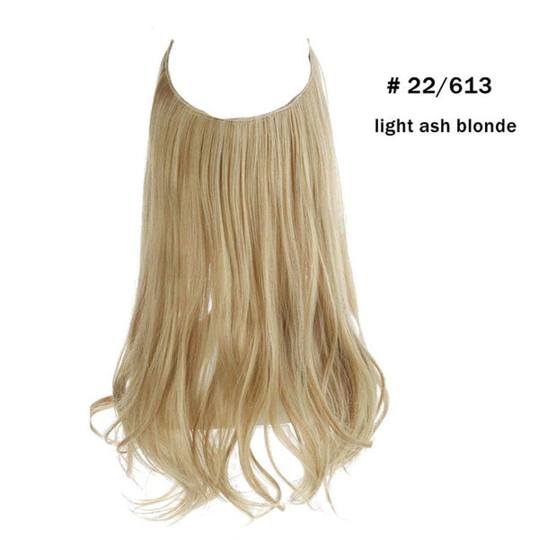 No Clip Wave Halo Hair Extensions Ombre Synthetic Natural Black, Blonde, Pink One Piece - tuttostyle4u