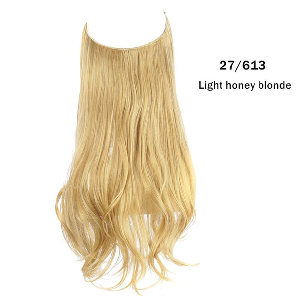 No Clip Wave Halo Hair Extensions Ombre Synthetic Natural Black, Blonde, Pink One Piece - tuttostyle4u