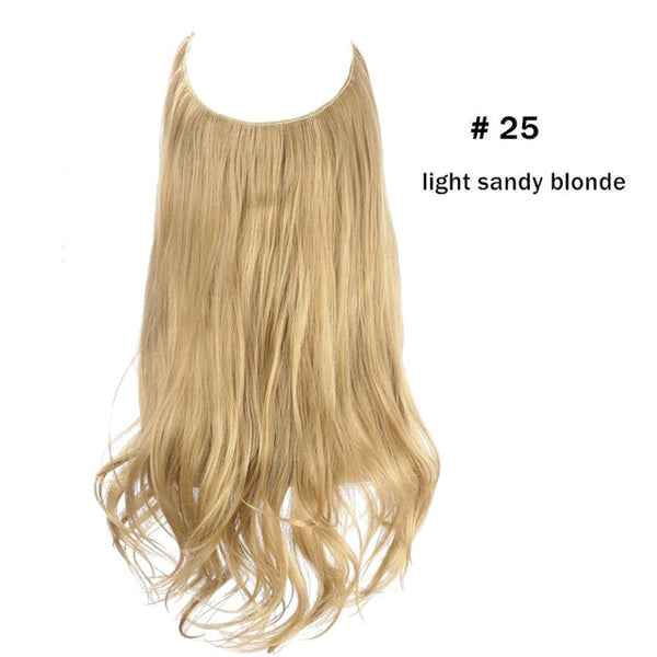 No Clip Wave Halo Hair Extensions Ombre Synthetic Natural Black, Blonde, Pink One Piece - tuttostyle4u