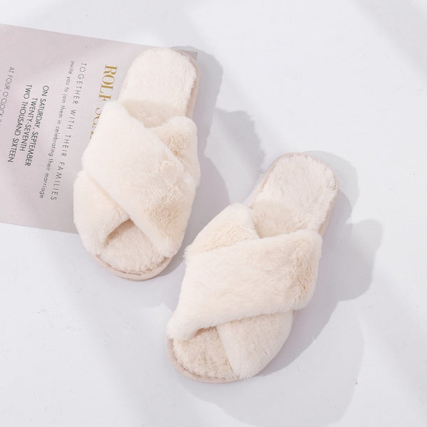 Winter  Slippers Faux Fur Fashion Warm Shoes Woman - tuttostyle4u