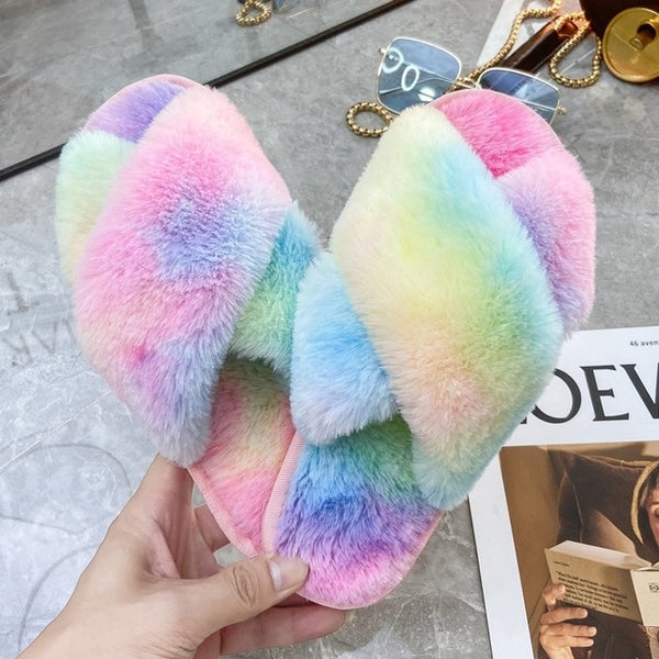 Winter  Slippers Faux Fur Fashion Warm Shoes Woman - tuttostyle4u