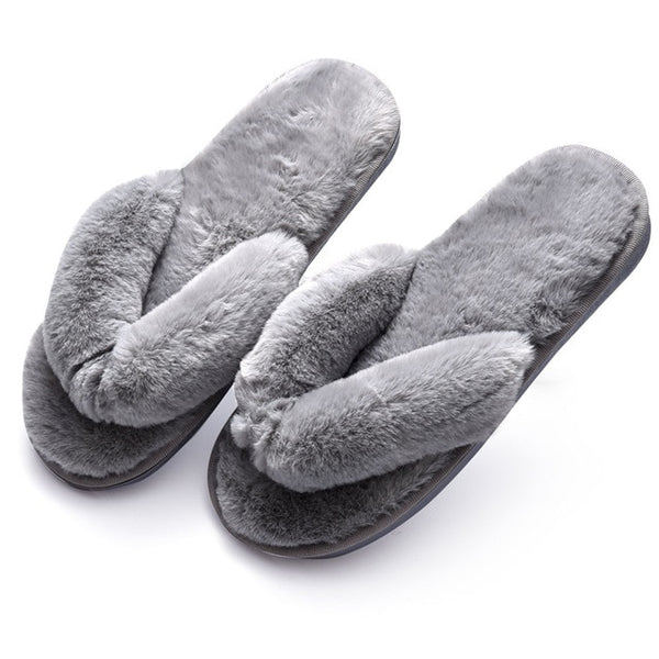 Winter  Slippers Faux Fur Fashion Warm Shoes Woman - tuttostyle4u