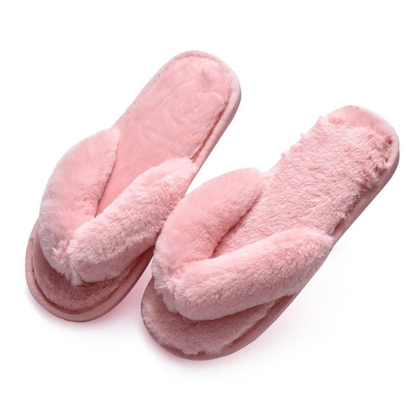 Winter  Slippers Faux Fur Fashion Warm Shoes Woman - tuttostyle4u