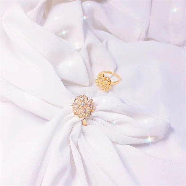 Lucky Whirling Four-Leaf Clover Full Zircon Ring - tuttostyle4u