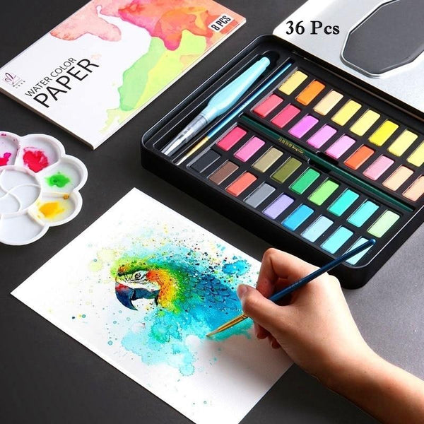 Professional Solid Watercolor Paint Set 36 Colors Art Set - tuttostyle4u
